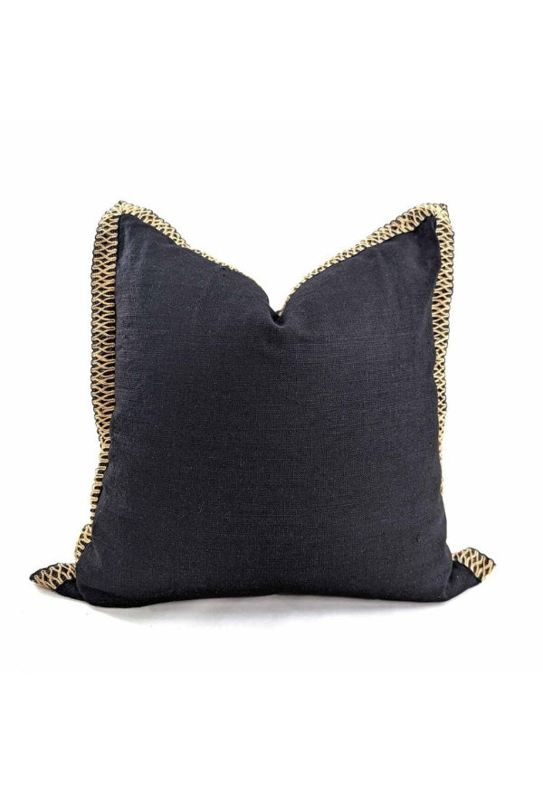 Black Cushion with Natural Trim - Magpie Style