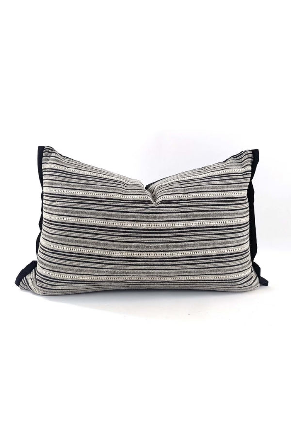 Tribal Cushion -Black Linen - Magpie Style