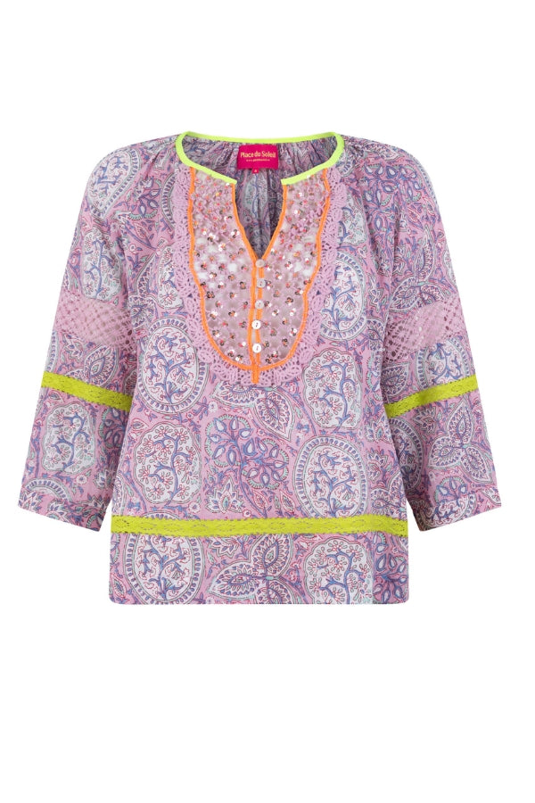PLACE DU SOLEIL Madeline Blouse - Multi - Magpie Style
