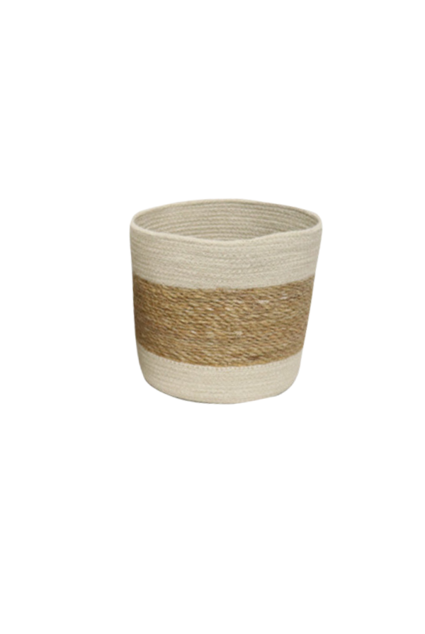 Seagrass Natural & White Storage Basket - Small - Magpie Style