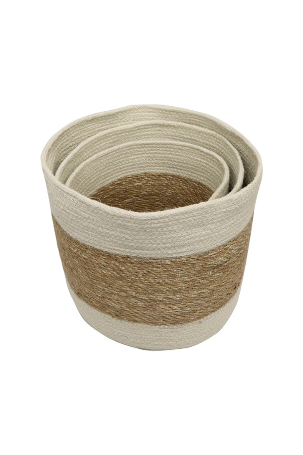 Seagrass Natural & White Storage Basket - Small - Magpie Style
