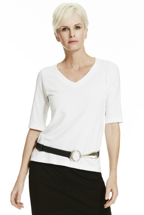 PAULA RYAN ESSENTIALS Easy Fit Half Sleeve V Neck Top - Micromodal - Paula Ryan