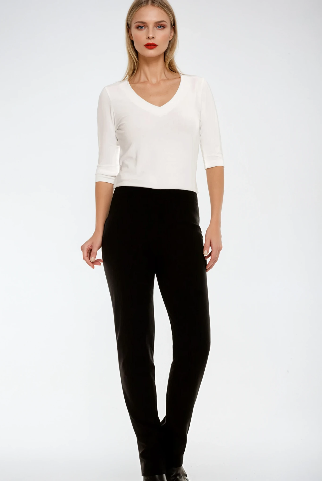 PAULA RYAN Narrow Leg Pant - Black Roma - Paula Ryan