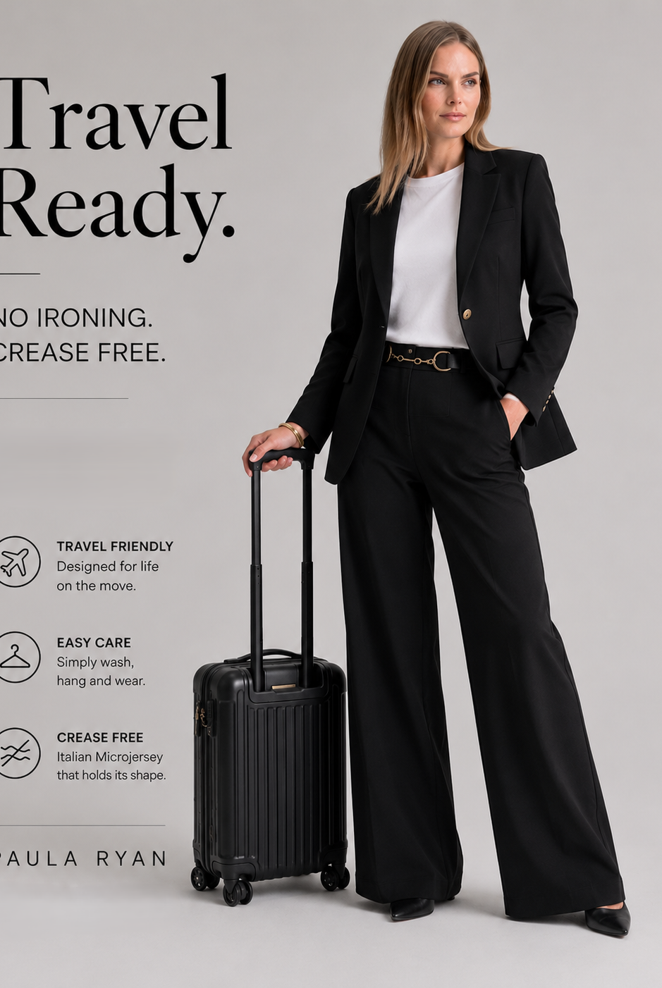 PAULA RYAN Wide Leg Pant - Microjersey Black - Paula Ryan