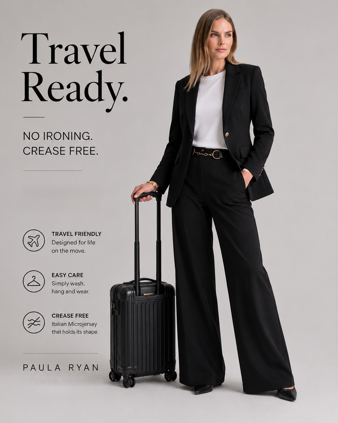 PAULA RYAN Wide Leg Pant - Microjersey Black - Paula Ryan