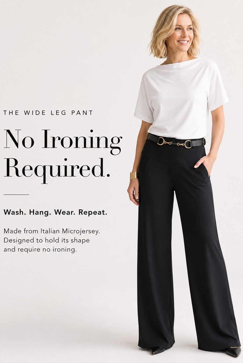 PAULA RYAN Wide Leg Pant - Microjersey Black - Paula Ryan