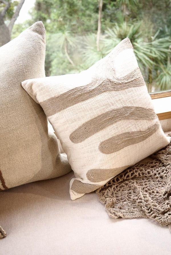 Large Zanth Cushion - Ivory/Natural - 60cm - Magpie Style