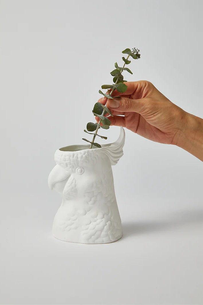 Porcelain Feather Cockatoo Vase - Magpie Style