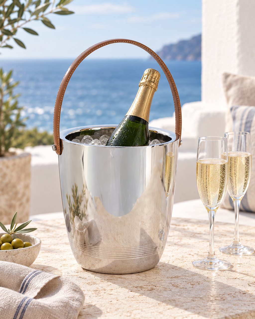 Belvedere Champagne Carrier styled for elegant coastal entertaining
