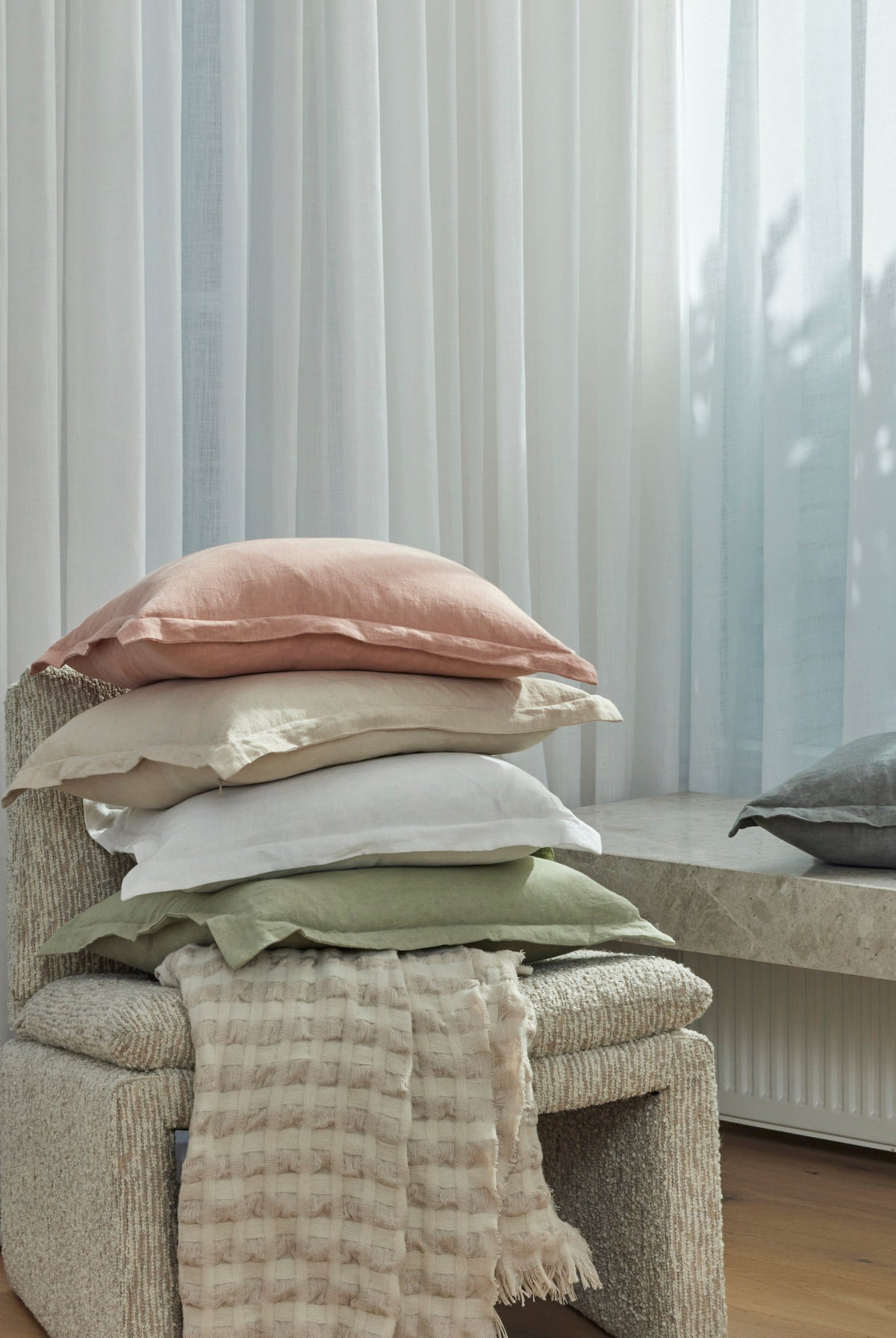 Cove Linen Cushion - White - 6