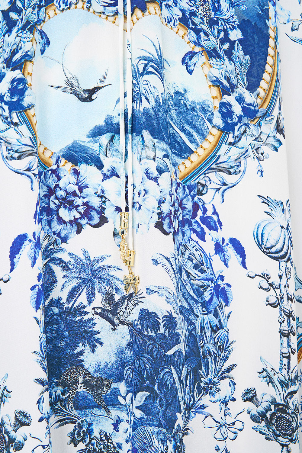 CAMILLA Lace Up Kaftan with Hem Ruffle - The Porcelain Parlour - view 7