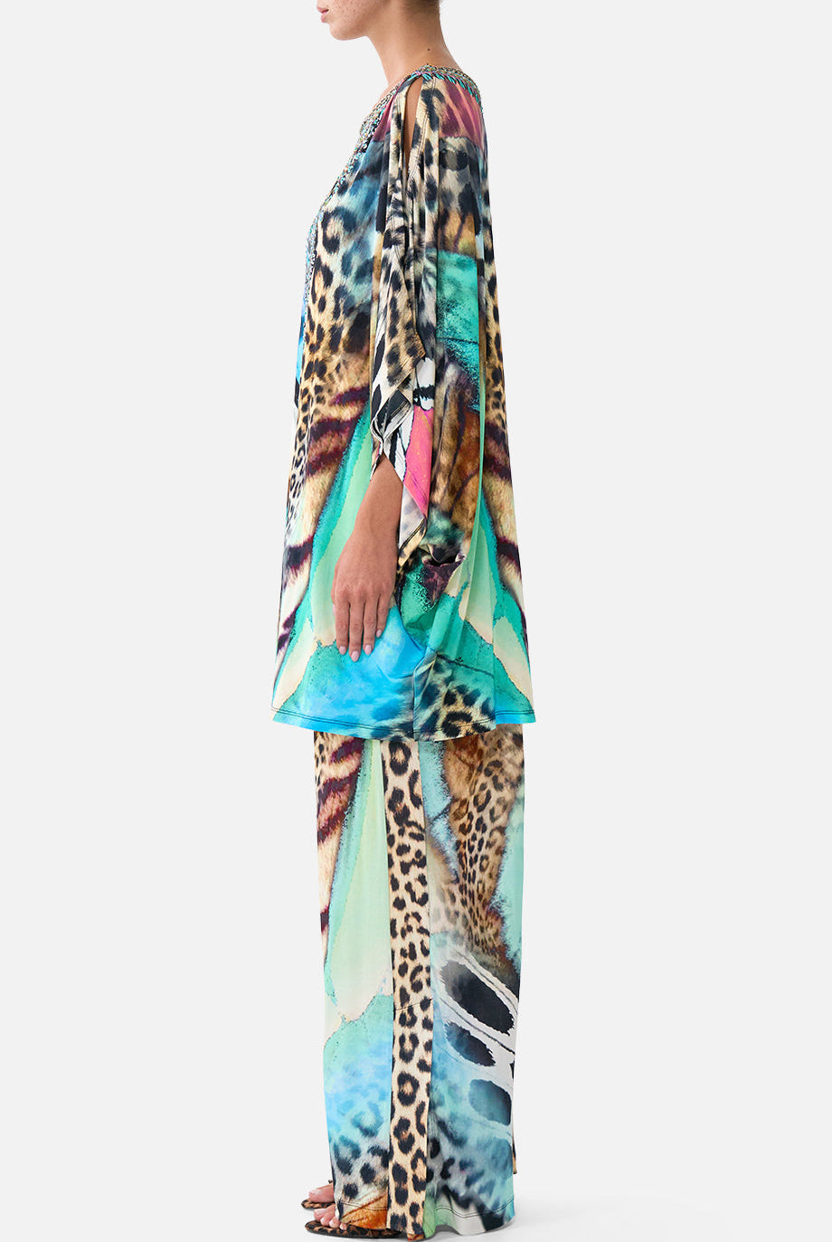 CAMILLA Bat Sleeve Kaftan with Cold Shoulder - Butterfly Bohemia - view 4
