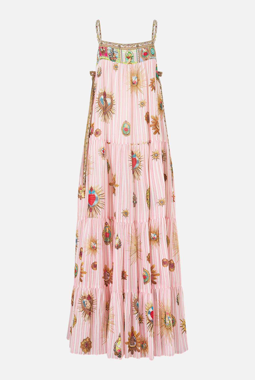 CAMILLA Long Tiered Dress with Bow Ties - Painted Prayers - view 3