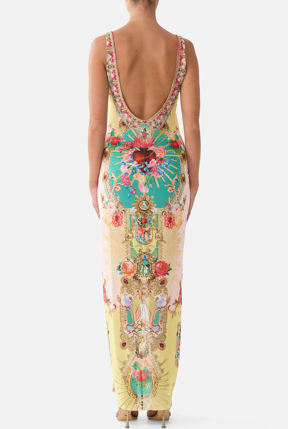 CAMILLA Square Neck Beach Maxi Dress with Low Back - Painted Prayers - view 2