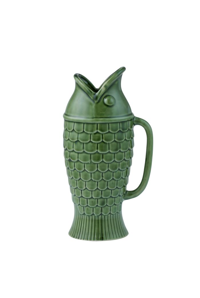 Fin Fish Ceramic Jug - Olive