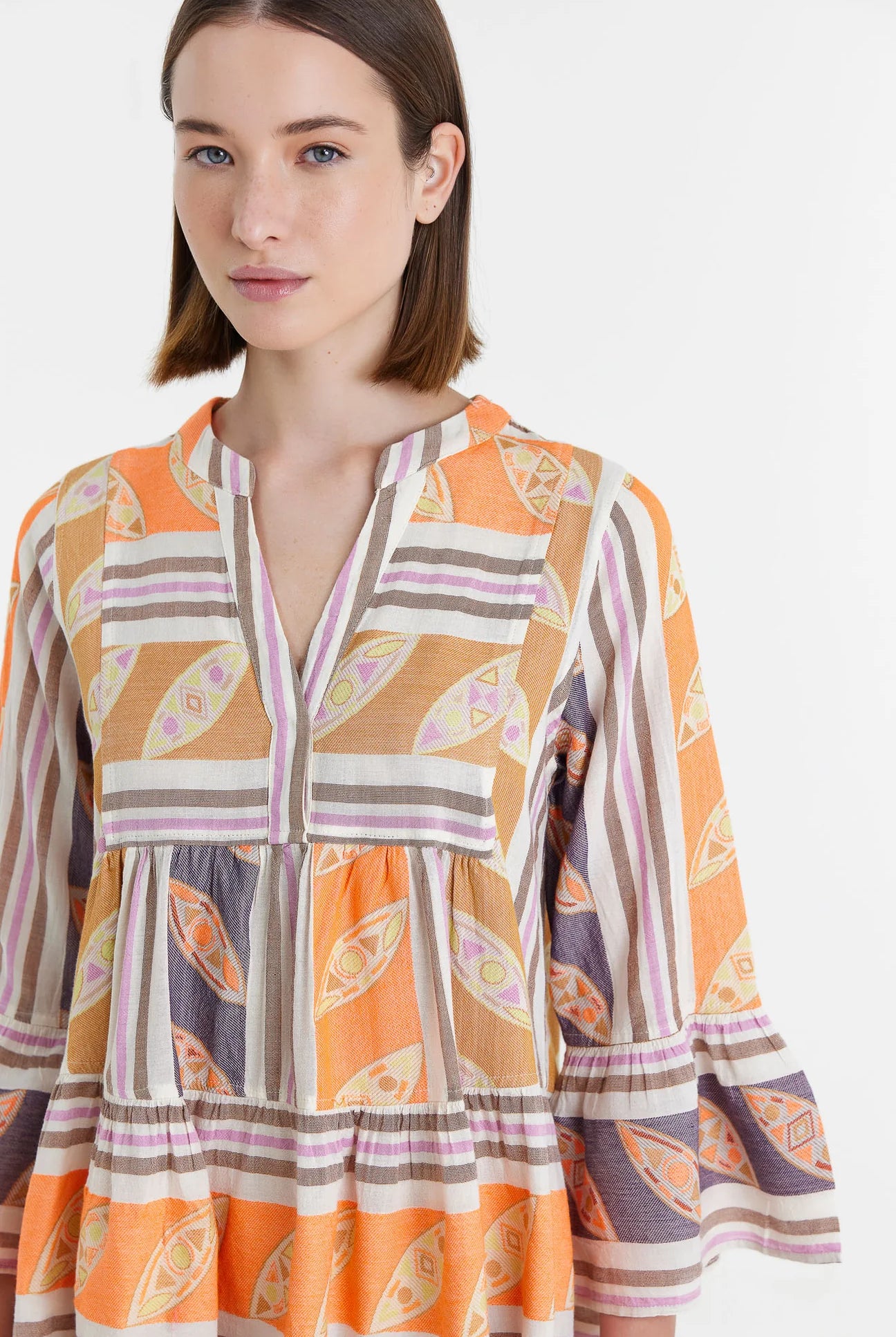 DEVOTION TWINS - Hermosa Short Dress Orange/Lilac - Magpie Style