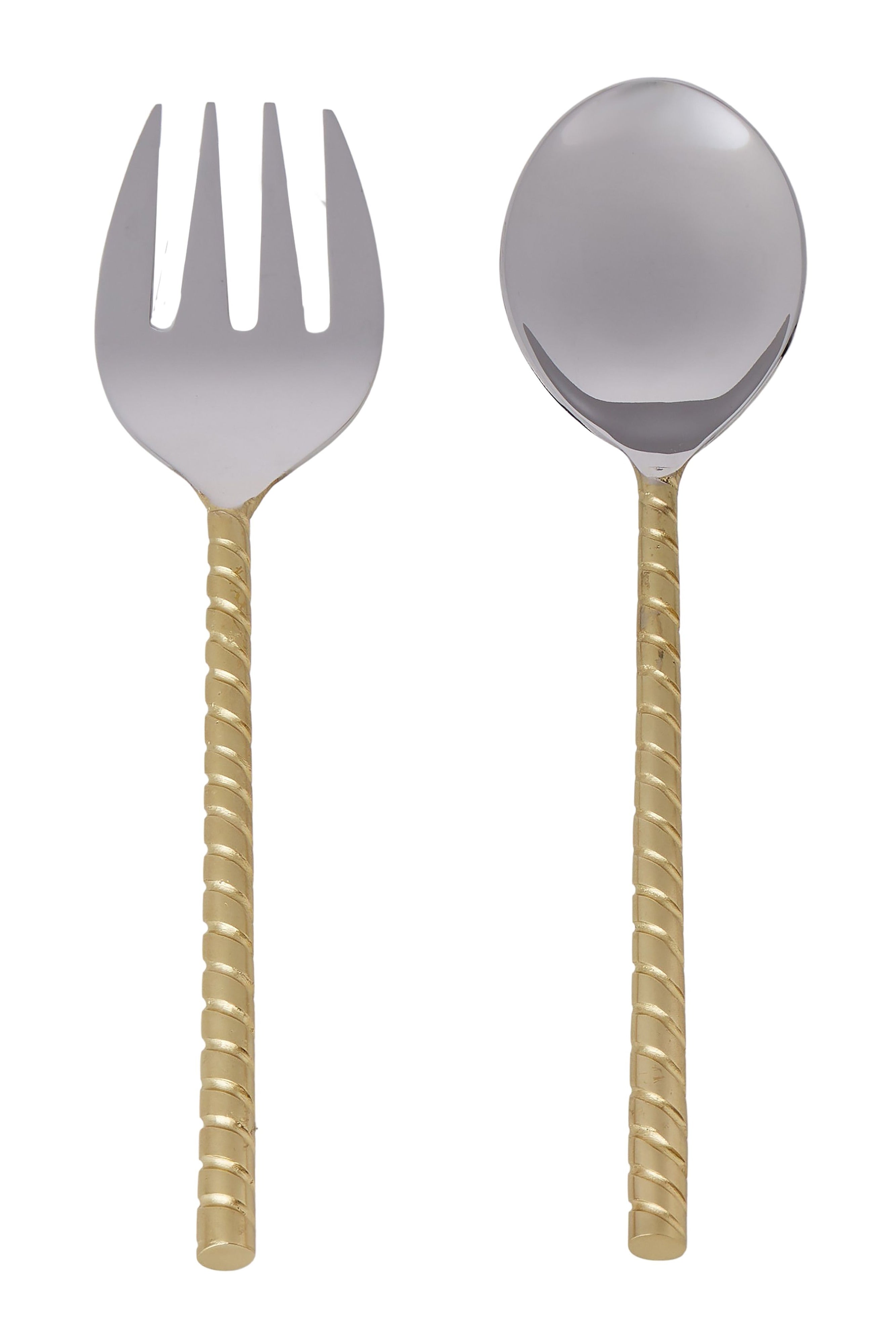 Twisted Gold Salad Servers - Magpie Style