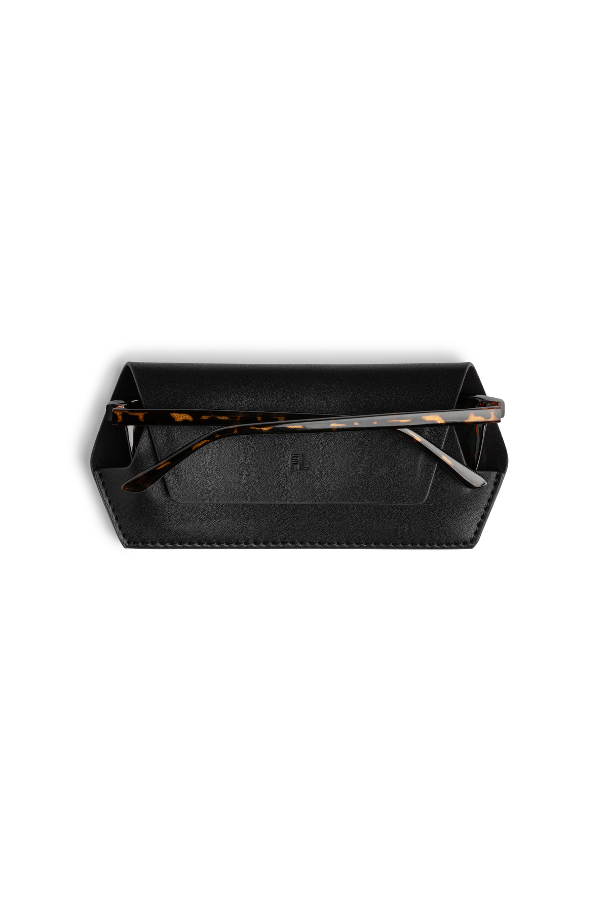 Fox & Leo slimline leather glasses case – Black