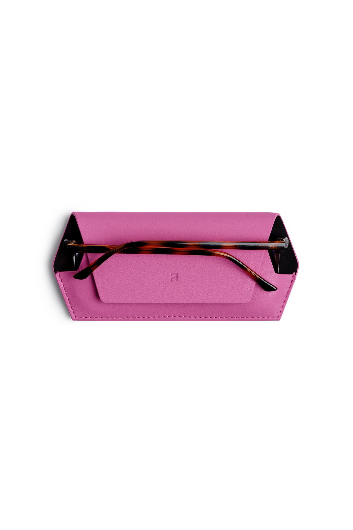 Fox & Leo slimline leather glasses case – Hot Pink