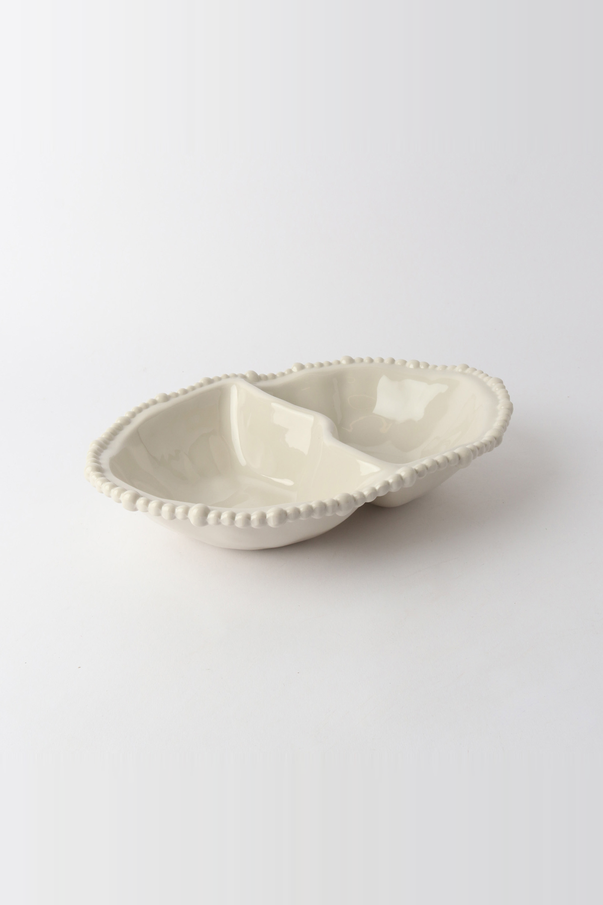 Le Forge melamine pearl double serving bowl in Sand
