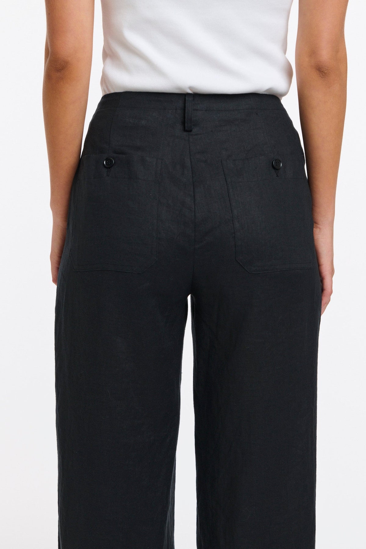 365 DAYS Leni Cuffed Linen Pants - Black, supplier photo 5