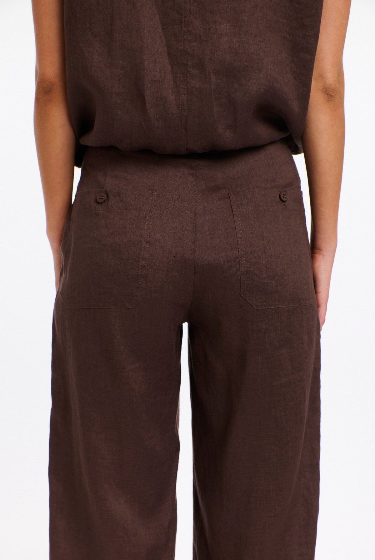 365 DAYS Leni Cuffed Linen Pants - Chocolate, supplier photo 4
