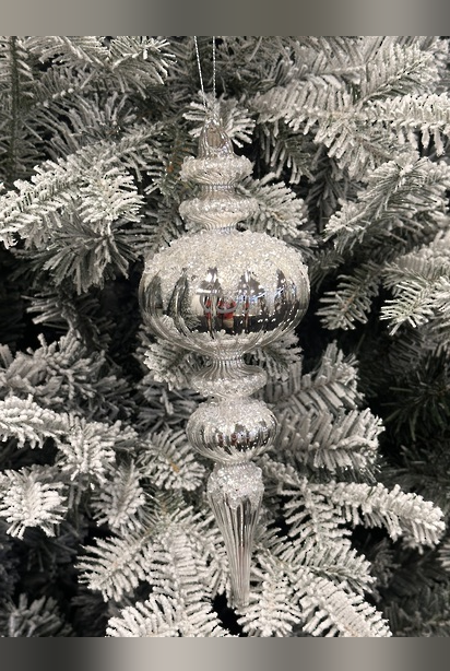 White and Silver Glass Spear Ornament