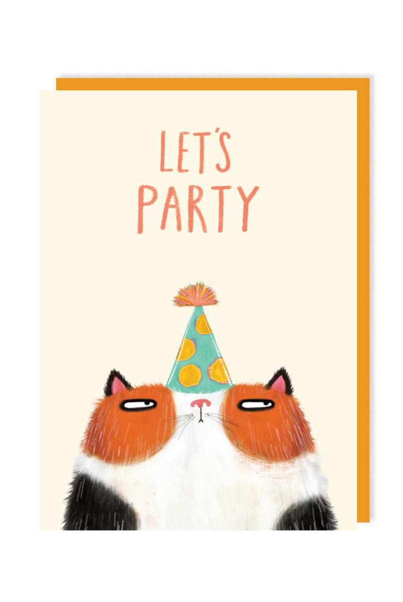 Let's Party Cat Birthday Card by Charley Rabbit