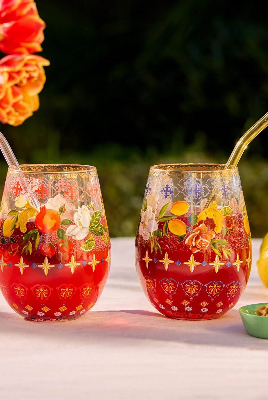 Italian Summer tumblers styled with drinks