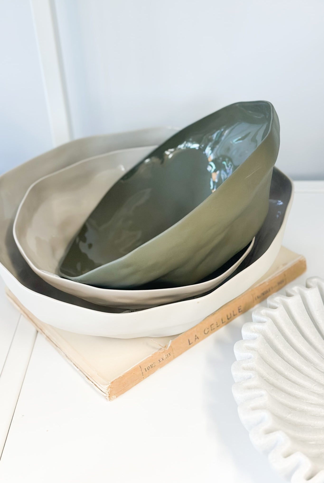 Haan Serving Bowl - Large Olive Green - Magpie Style