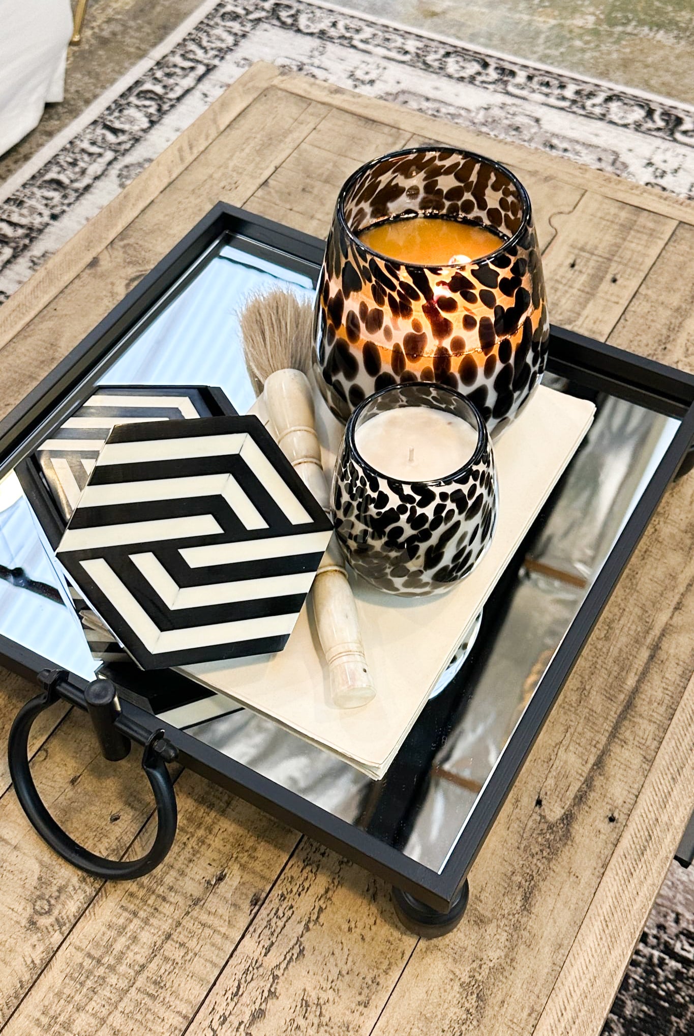 Blair Black Iron and Mirror Tray - Square - Magpie Style