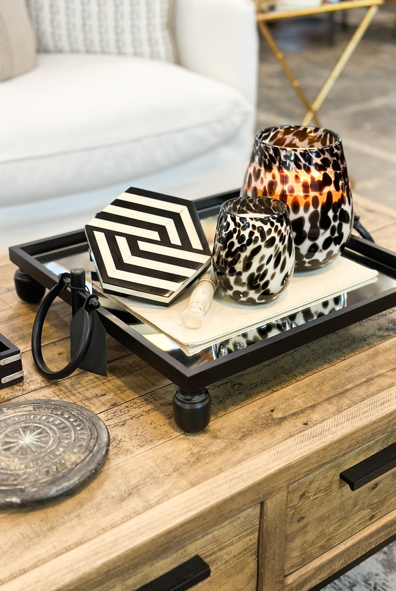 Blair Black Iron and Mirror Tray - Square - Magpie Style