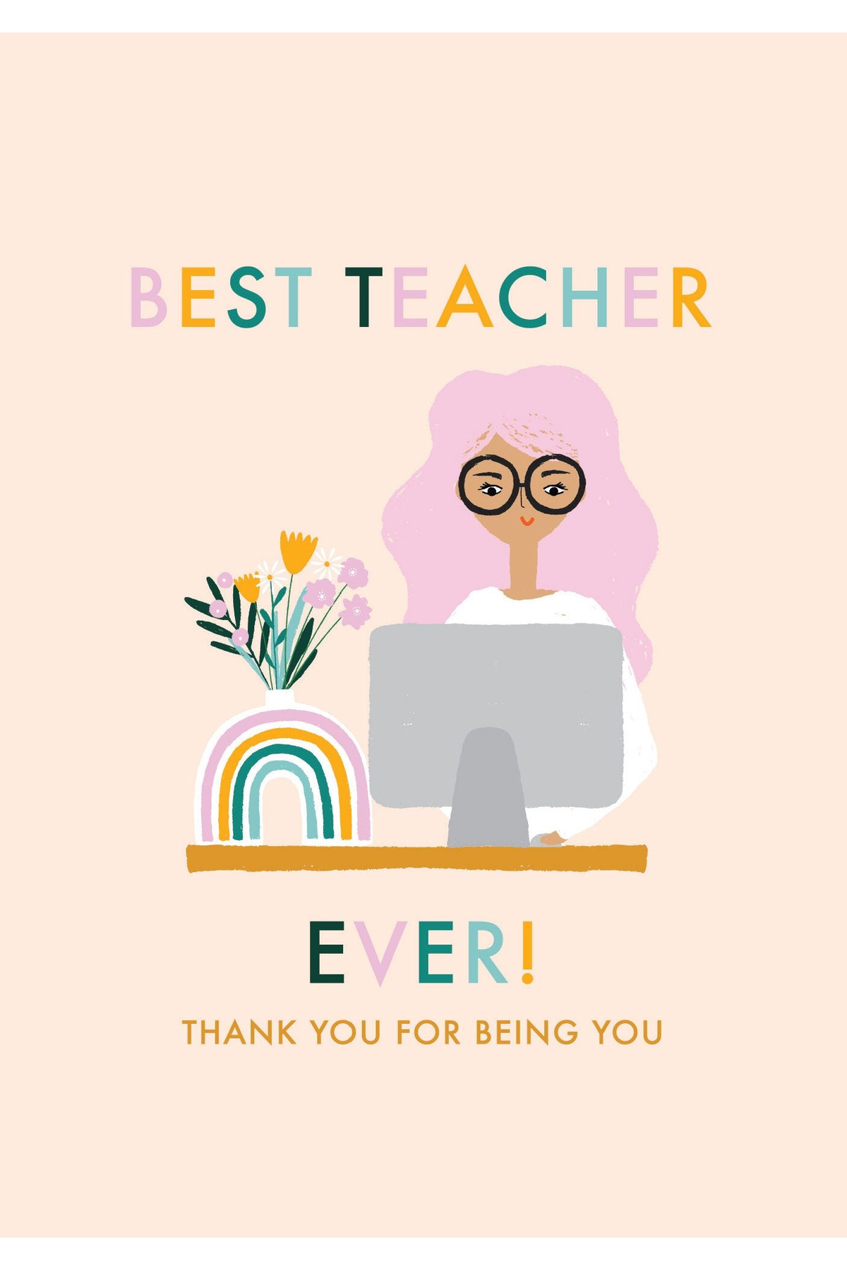 Card - Best Teacher Pink - complete artwork