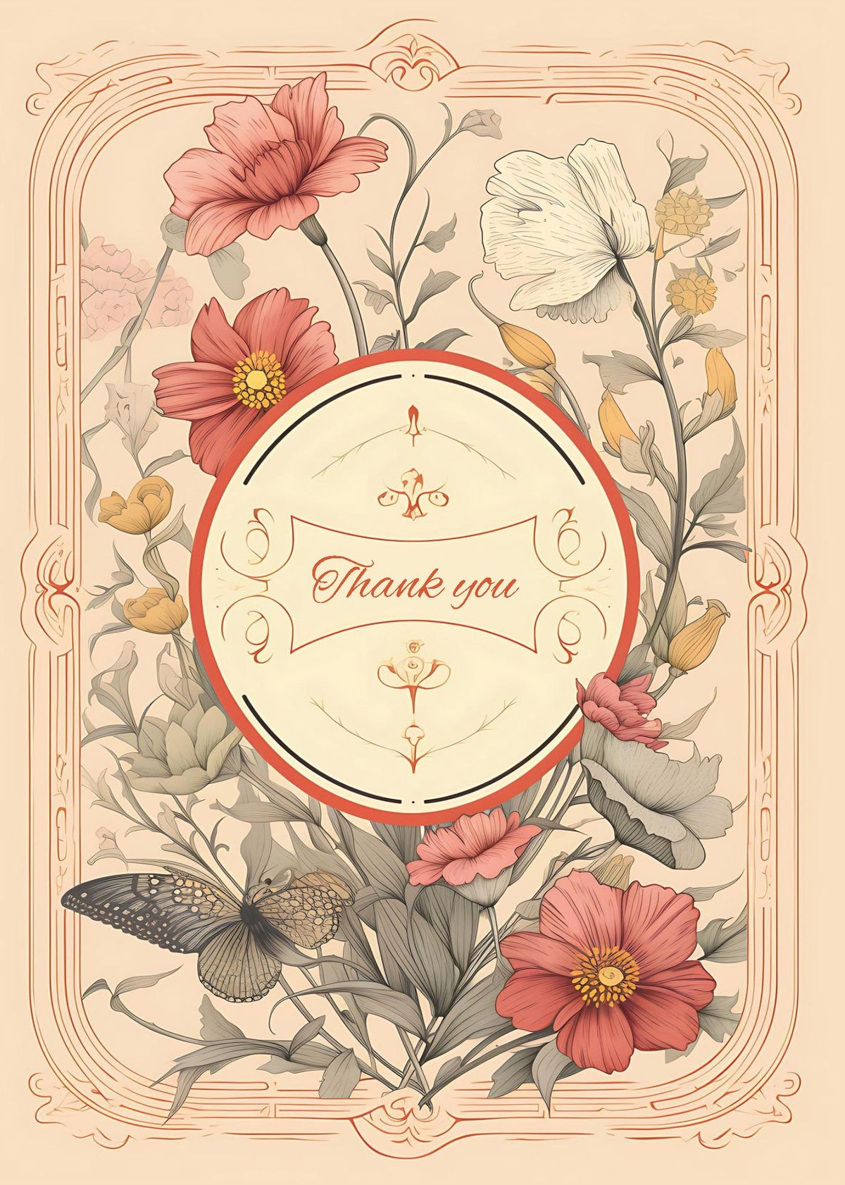 Card - Floral Thank You - original artwork