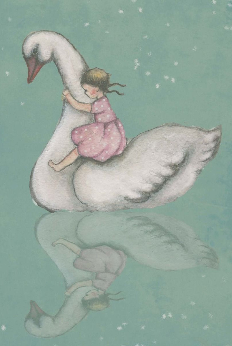 Card - Girl & Swan - original artwork