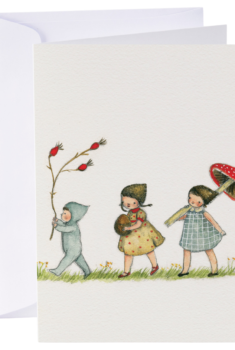 Card - Three Little Girls - original artwork