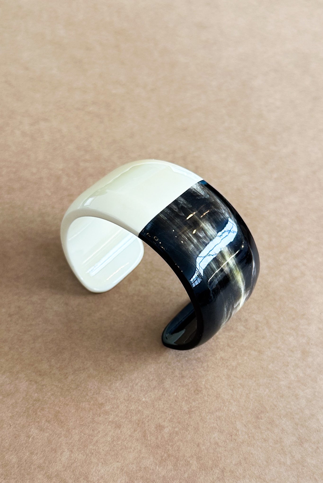 OOH LA LA Accra Narrow Cuff - Ivory / Dark Brown (D) - Magpie Style