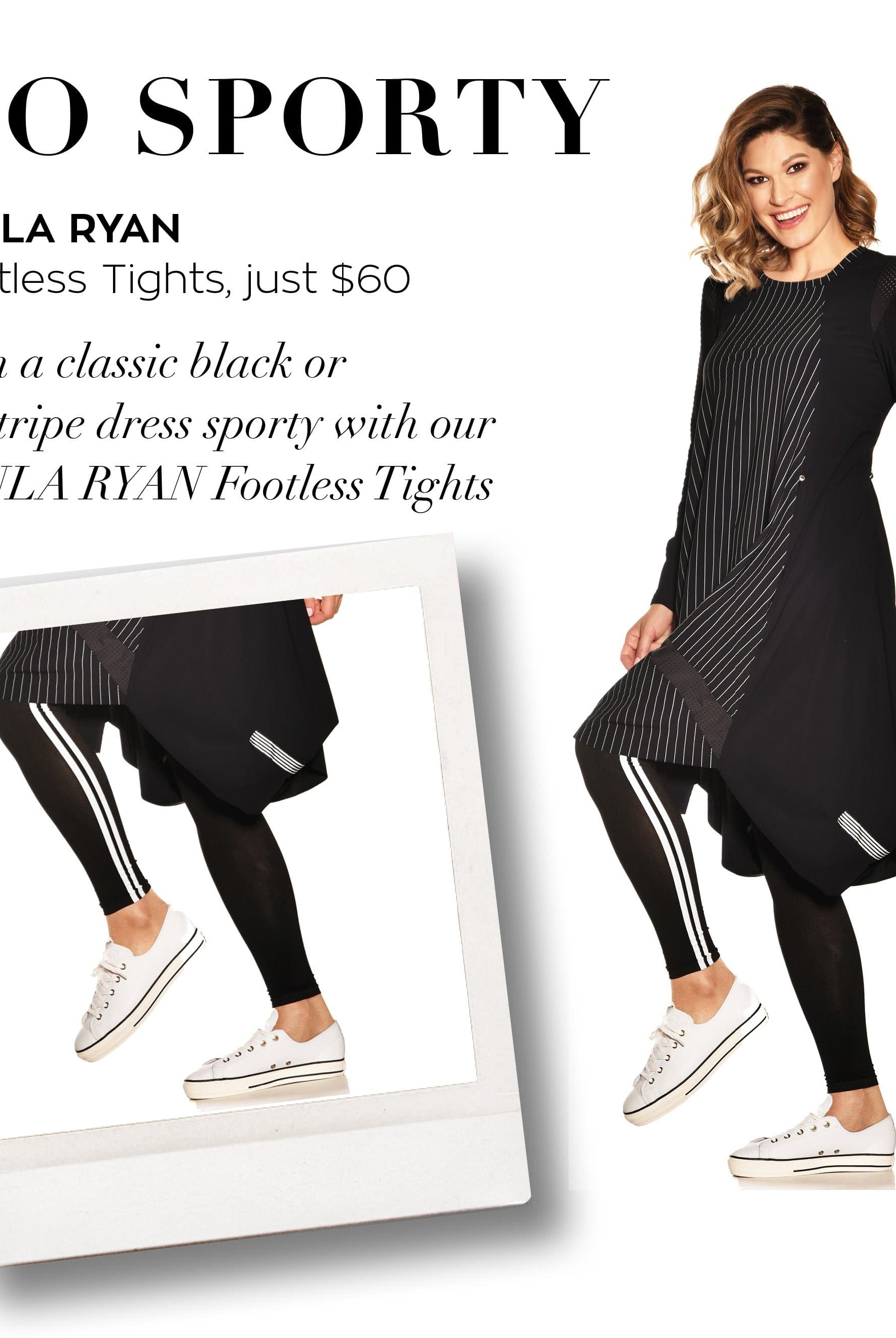 PAULA RYAN Footless Side Stripe Tight - Paula Ryan