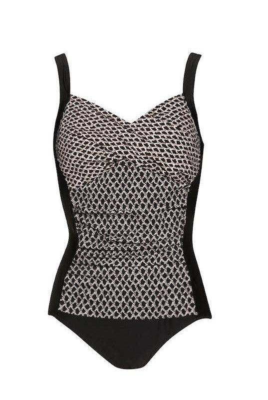 PAULA RYAN Crossover Ruched Print Swimsuit - Paula Ryan