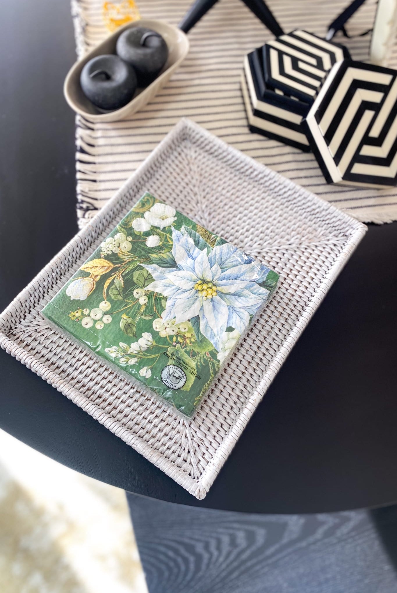 Rattan Rectangular Tray Medium - White Wash - Magpie Style