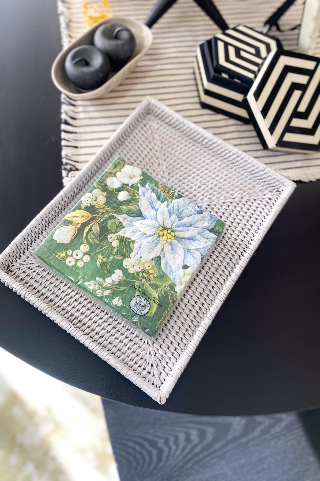 Rattan Rectangular Tray Medium - White Wash - Magpie Style