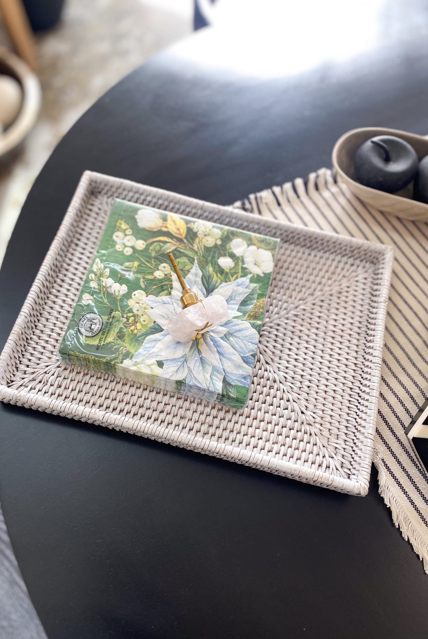 Rattan Rectangular Tray Medium - White Wash - Magpie Style