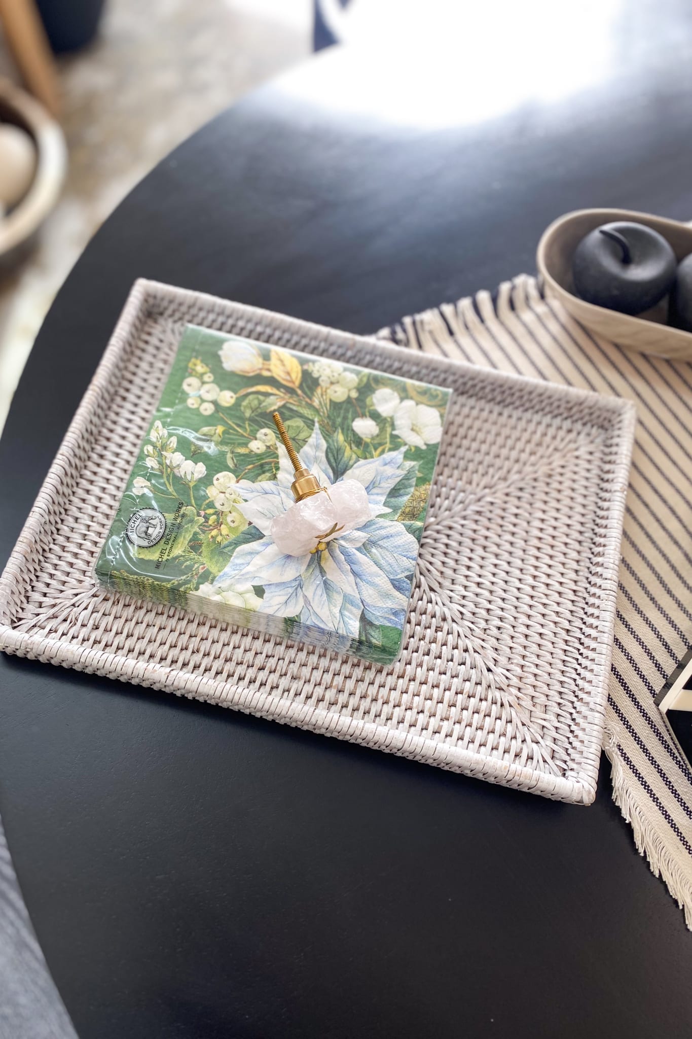 Rattan Rectangular Tray Medium - White Wash - Magpie Style