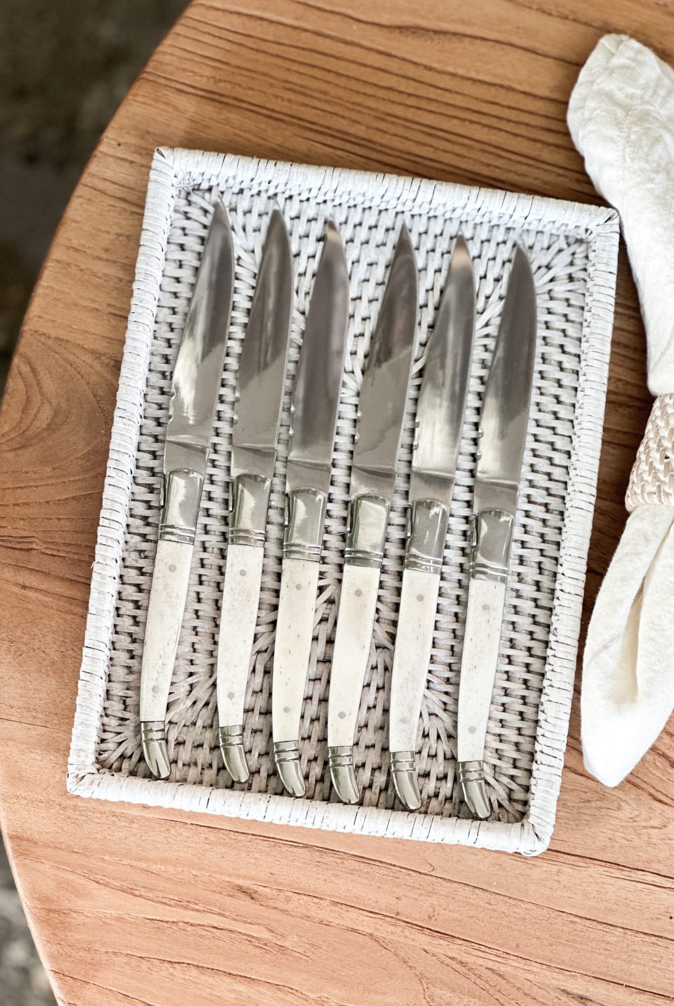 Mini Rattan Rectangular Tray - White Wash - Magpie Style