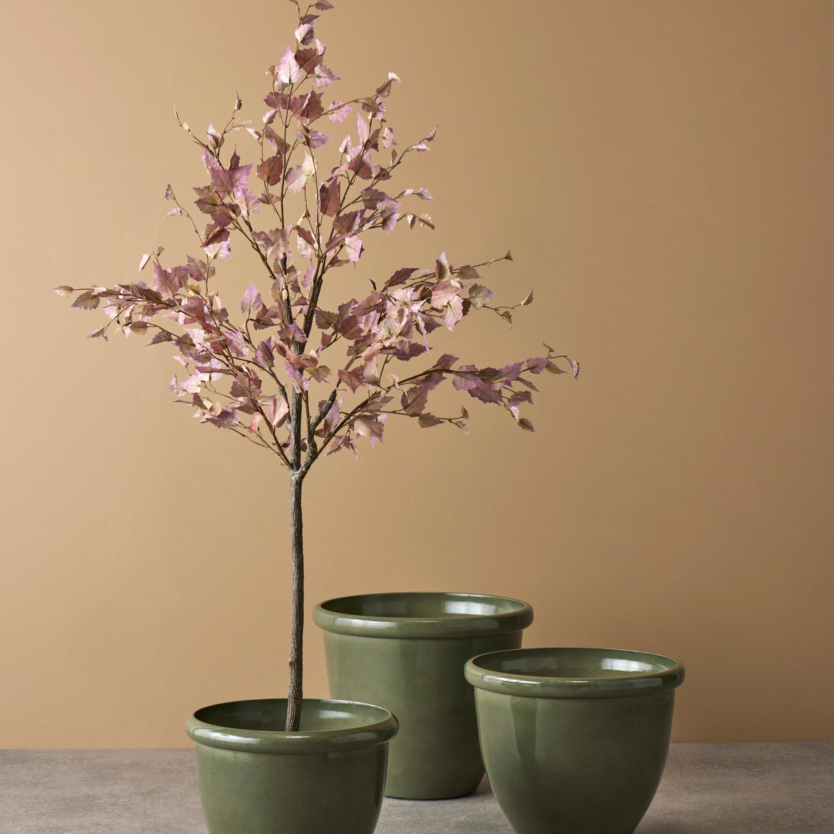 Milan Glaze Look Planters - Green, Set of 3 - 4