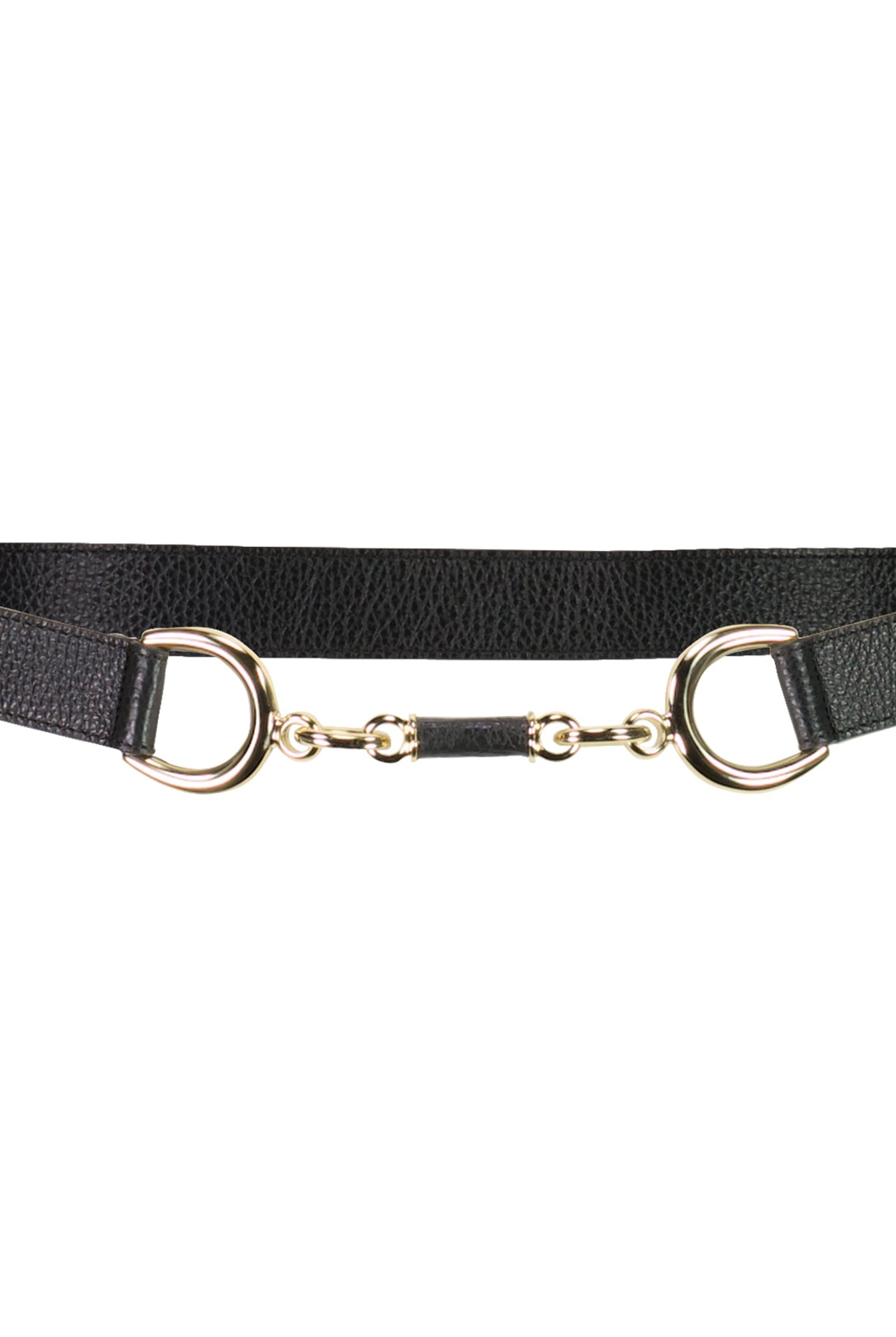 PAULA RYAN Metal Trimmed Leather Belt - Black/Gold - Paula Ryan