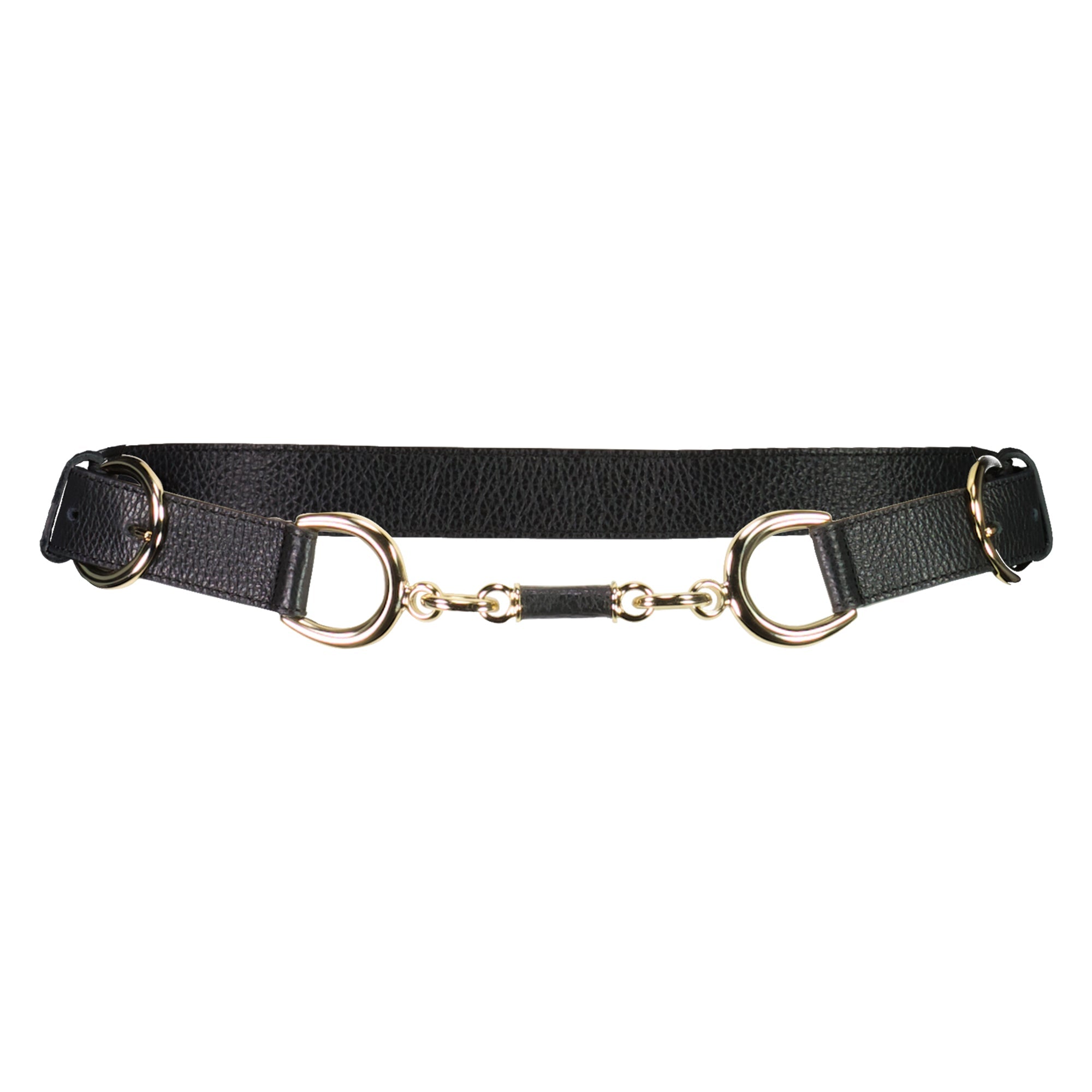 PAULA RYAN Metal Trimmed Leather Belt - Black/Gold - Paula Ryan