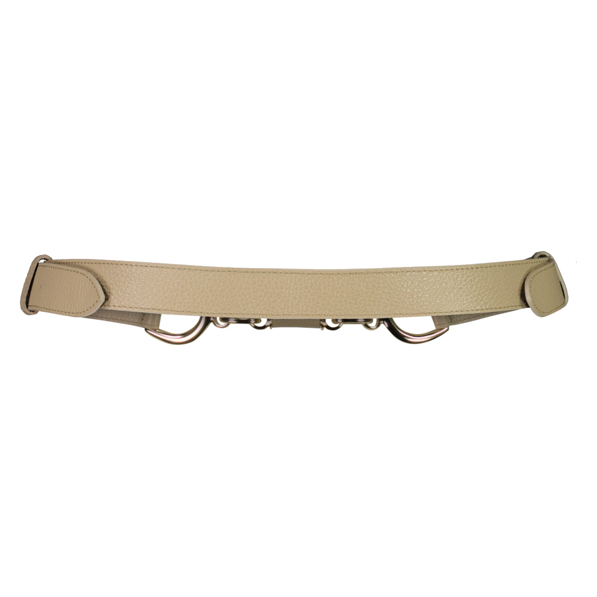 PAULA RYAN Metal Trimmed Leather Belt - Tan/Gold - Paula Ryan