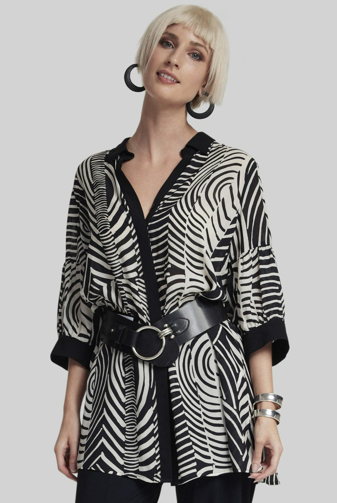 PAULA RYAN O Ring Leather Belt - Black/Nickel - Paula Ryan