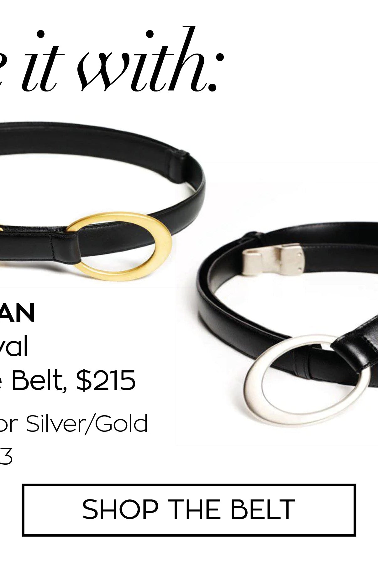 PAULA RYAN Hook and Oval Adjustable Belt - Black/Nickel - Paula Ryan